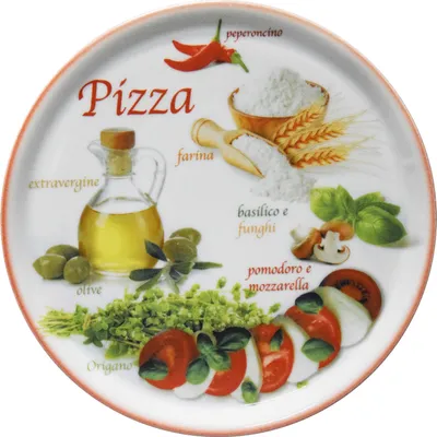 Image de Assiette à pizza Napoli Red Ø 32 cm Plat de service Assiette XL Décorée Porcelaine
