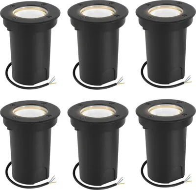 Image de Clanmacy 6x 3W, lampe de sol orientable, IP67, spot LED encastrable d'extérieur, spot de sol, lampe de sol, blanc neutre - boîtier noir