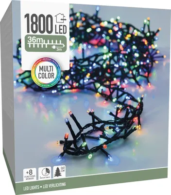 Zdjęcie produktu dla ECD Germany Lampki choinkowe LED kolorowe, 36m, 1800 LED wielofunkcyjne 8 trybów z timerem Lampki choinkowe do wnętrz i na zewnątrz IP44 Choinka