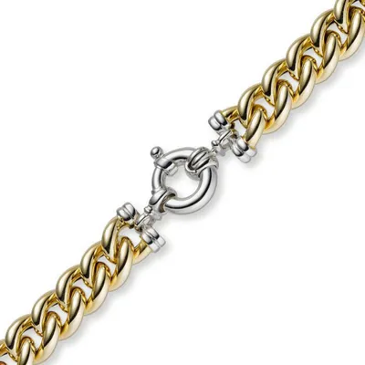 Produktbild von 11,5mm Rundpanzer Armband Armkette 585 Gold Gelbgold & Weißgold, 19cm