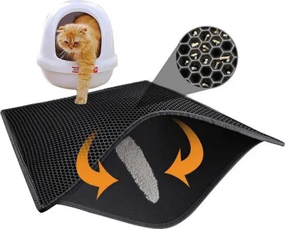 Productafbeelding van Famanu kattenbakmat, dubbelwandig, waterdicht - 76 x 61 cm, zwart