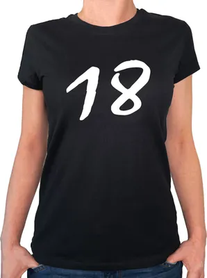 Produktbild von Huuraa Damen T-Shirt 18 Geburtstag XXL Black Bio Baumwolle Fairtrade Damenshirt Geschenkidee