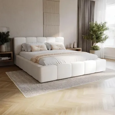Produktbild von Chilly Möbel Design Bett Palermo - Komfort Polsterbett mit Stauraum und elegantem Kopfteil 180x200 cm / Holzrahmen / Velo / Weiß