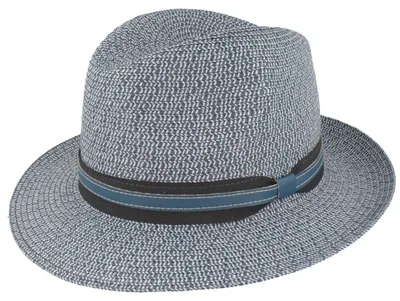 Knautschbarer Strohhut Kofferhut von Hut-Breiter in blau