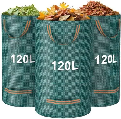 Immagine prodotto di Sacchi per il riciclaggio, 3 sacchi, resistenti con manici, sacchi riutilizzabili per foglie, rifiuti, detriti, impermeabili