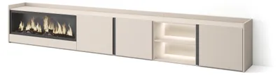 Immagine prodotto di Mobili TV effetto legno beige 315x35x50cm camino effetto fuoco XXL