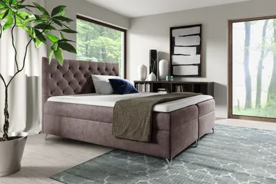 Produktbild von Boxspringbett Schlafzimmerbett AMBRE 160x200cm in Stoff Fresh Blassbraun