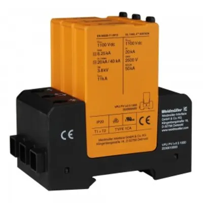 Produktbild von Weidmüller VPU PV I+II 3 1000, Schwarz, Orange, IP20, 470 g, 54 mm, 86 mm, 96 mm
