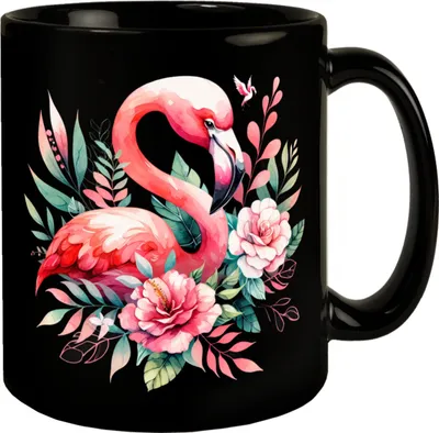 Produktbild von Rosa Flamingo Tasse in Schwarz