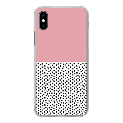 Produktbild von MuchoWow® Handyhülle Schutzhülle Hülle für iPhone Xs Polka dots - Schwarz - Rosa Silikon Softcase Handy Hülle - Handytasche
