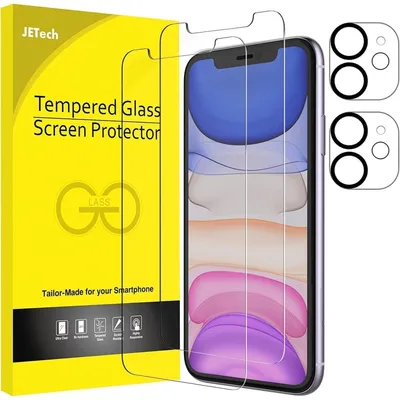 Immagine prodotto di Pellicola protettiva per iPhone 11 da 6,1" con protezione per la fotocamera, in vetro temperato, confezione da 2 pezzi