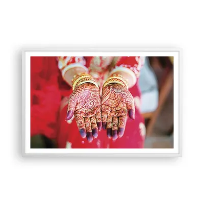 Produktbild von Gerahmtes Poster - Weißer Rahmen - Hände orientalisch Muster - 91,5x61 cm - Wand Bild - Wanddeko - Wandbilder - Kunstposter - Wandposter - Bilderrahmen - Bilder - Kunstdruck - P2WAA91x61-4848