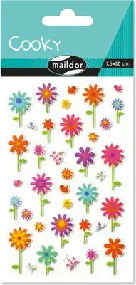 Produktbild von Maildor 10x Cooky, 1 Stickerbogen 7,5x12cm, Blumen - Mehrfarbig 560356C