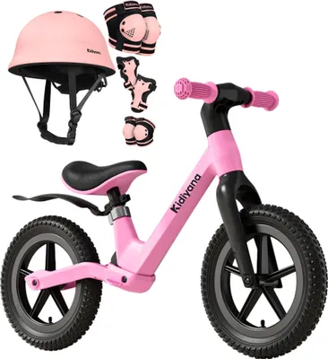 Produktbild von Kidiyana 12-Zoll Laufrad - Schutzausrüstung S - Kinderhelm XS - Rosa Bundle - Amazon