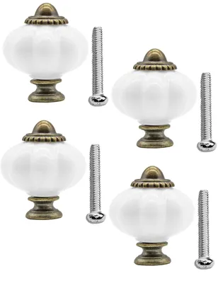 Produktbild von 'FUXXER® - 4x Antike Möbel-Griffe, Schubladen-Knöpfe, Landhaus Vintage Küche Buffet, Bronze Messing F'