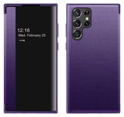 Image de Pour Samsung Galaxy S25 Ultra 5G View miroir téléphone portable Smart Cover Fonction Wake UP Case Violet