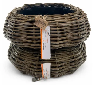 Produktbild von VAN DER LEEDEN DRYPOT® Rattan Tina Pflanzkübel quadratisch Grau 44 x 44 cm - Sylter Körbe