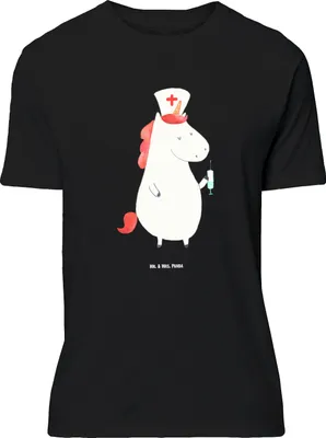 Produktbild von Mr. & Mrs. Panda T-Shirt Einhorn Krankenschwester - Schwarz - Geschenk, Oversize, Krankenhaus, Shirt, mit Spruch, Tshirt, Unicorn, Motiv, Krankenpfleger, Ärztin