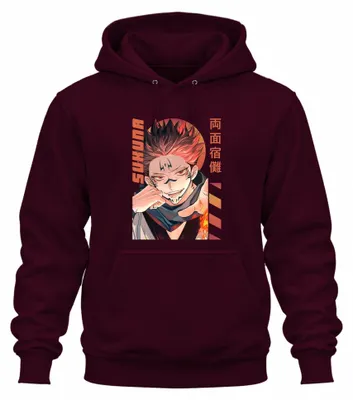 Productafbeelding van Sukuna Jujutsu Kaisen Ryomen Demon Vlam Manga Anime Esthetiek Uni Hoodie, Bourgogne, XXL
