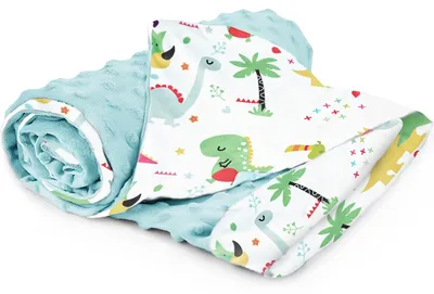 Immagine prodotto di Coperta per neonati in cotone al 100%, 75 x 100 cm - Coperta in tessuto minky a doppio strato con motivo dinosauri