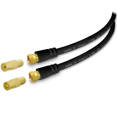 Produktbild von 1m ARLI TV Antennenkabel – max. 135 dB 5-fach geschirmt | vergoldete F-Stecker & IEC Adapter | DVB-C DVB-T2 DAB+ 4K 8K