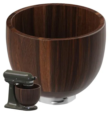 Produktbild von Holzschüssel für KitchenAid 4,5–5 Quart Kippkopf-Standmixer – Mit Edelstahlbasis