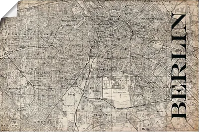 Produktbild von ARTland Poster Berlin Karte Straßen Karte Grunge Größe: 30x20 cm