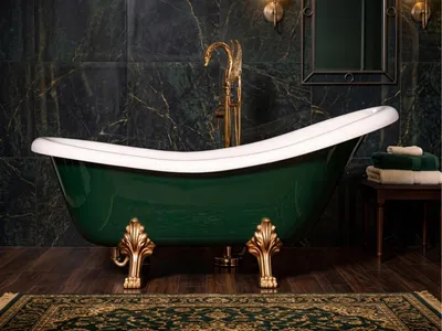 Produktbild von Freistehende Retro-Badewanne 170 cm Weiß Komposit auf Löwenfüßen — Retro