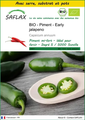 Image de SAFLAX Ensemble de culture -- Piment - Early jalapeno - 20 graines - Capsicum