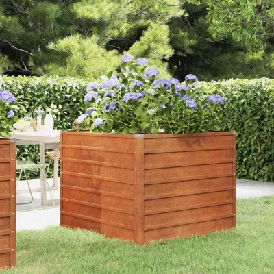 Image de vidaXL Lit surélevé rouillé 100x100x77 cm acier corten