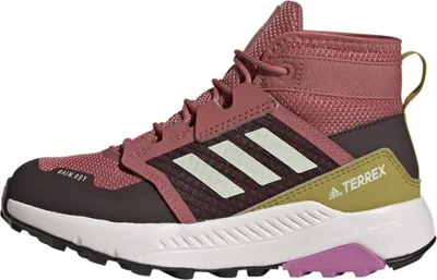 A side view of a single Adidas Terrex Trailmaker Mid Rrdy JR hiking boot.