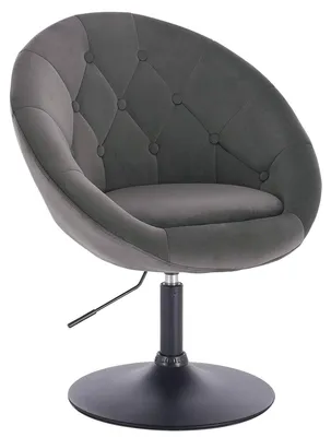 Imagen del producto de Taburete de bar ajustable con reposabrazos, tapizado en terciopelo, color gris oscuro, dimensiones 46x44x81-93 cm