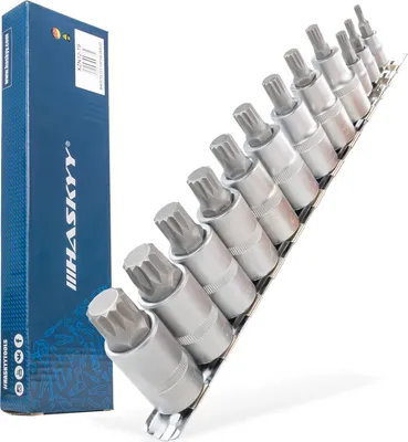 Produktbild von HASKYY Innenvielzahn-Satz XZN M4-M18 Bit Steck-Nuss-Schlüssel-Einsatz 1/2" Set