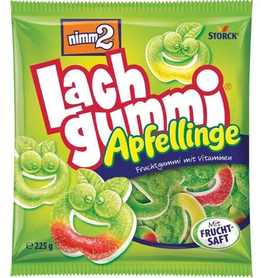 Produktbild von STORCK Nimm2 Lachgummi Apfellinge, Gummibärchen, 225 g, Apfel, Mehrfarbig, 77,8 g, 60,2 g