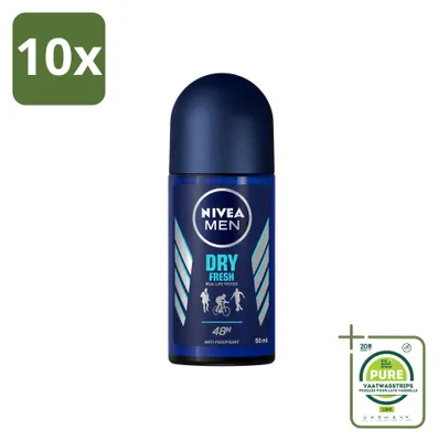 Immagine prodotto di 10 deodoranti roll-on NIVEA MEN Dry Fresh, 50 ml - Confezione grande - 10 pezzi