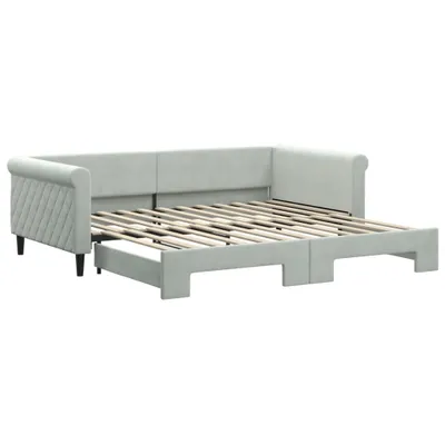 Produktbild von vidaXL Tagesbett Ausziehbar Hellgrau 100x200 cm Samt