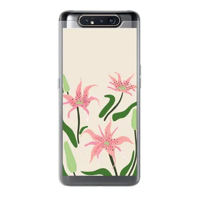 Produktbild von MuchoWow® Handyhülle Schutzhülle Hülle für Samsung Galaxy A80 Blume - Rosa - Blätter Silikon Softcase Handy Hülle - Schutzdeckel