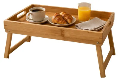 Produktbild von Tablett / Servierbutler-Tablett - Bambusholz - braun - 47 x 27 x 22 cm