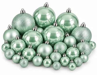 Productafbeelding van Mica Decorations Kerstballenset Onbreekbaar Lichtgroen 46 Stuks - Kerstballen van Gerecycled Kunststof - Diameter 8 cm - Ideaal voor Gezinnen met Kinderen of Huisdieren - Groen