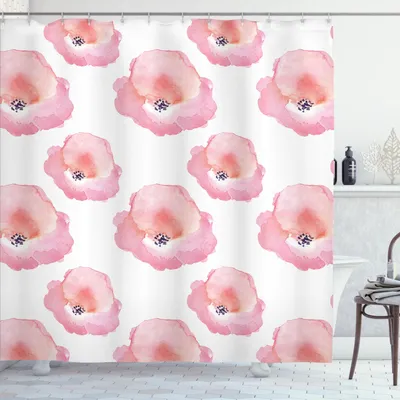 Immagine prodotto di ABAKUHAUS Tenda da doccia acquerellata, opera d'arte con silhouette floreali ripetitive e macchie di colore, 175 x 200 cm, rosa