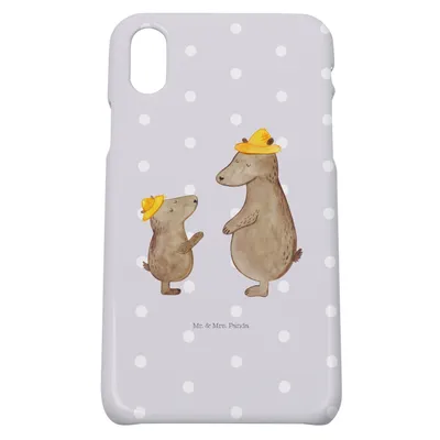 Produktbild von Mr. & Mrs. Panda Iphone 10 Handyhülle Bären mit Hut - Grau Pastell - Geschenk, Cover, Handy, Vatertag, Kinder, Muttertag, Family, Hülle, X