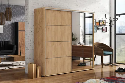 Zdjęcie produktu dla Szafa do sypialni A12 z 2 drzwiami przesuwnymi – Craft Gold – 100 x 62 x 215 cm