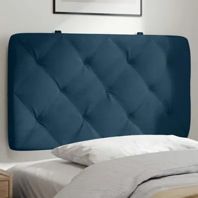 Image de Coussin de tête de lit bleu 90 cm velours