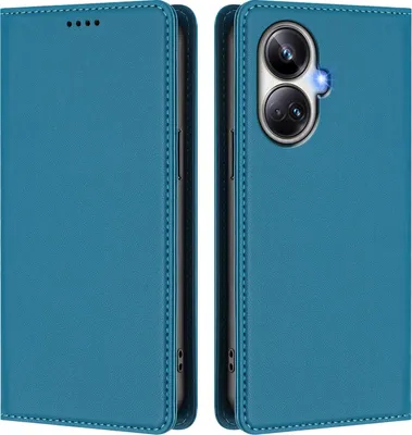 Obrázek produktu pro Kožené pouzdro pro Realme 10 Pro+, magnetické flipové pouzdro zPolyuretankůže se stojánkem Jezerní modrá