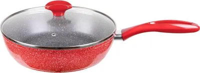 Obrázek produktu pro Hluboká pánev s poklicí Voltz V54419A26CD, 26 cm, 6,5 cm, Mramorový povrch, Indukční, Červená
