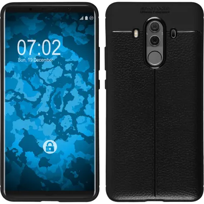 Produktbild von PhoneNatic Case kompatibel mit Huawei Mate 10 Pro - schwarz Silikon Hülle Lederoptik Cover