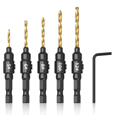 Productafbeelding van Verzinkbitset, 5-delige set voor houtboren, maat 3-10mm
