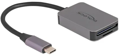 Immagine prodotto di Lettore di schede USB Type-C DELOCK con alloggiamento in alluminio per SD o simili.