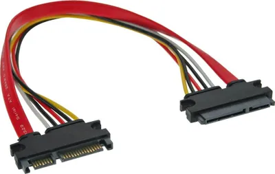 Image de InLine® 29652A SATA+Strom Verlängerung intern, SATA 6Gb/s + Strom, Stecker / Buchse, 0,3m