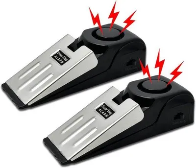 Produktbild von 2er Set Reise-Sicherheitshalter – 120DB Lauter Alarm – Türstopper – Für Reise, Appartement, Hotel und Haus – Schwarz – Sicherheit